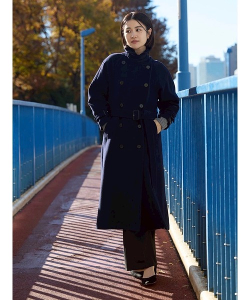 TONAL（トーナル）の「ウールトレンチコート（トレンチコート・レディース・ネイビー/ベビーピンク/モカ・SMALL/MEDIUM）」の9枚目の写真