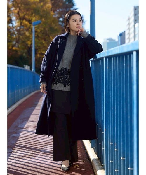 TONAL（トーナル）の「ウールトレンチコート（トレンチコート・レディース・ネイビー/ベビーピンク/モカ・SMALL/MEDIUM）」の10枚目の写真