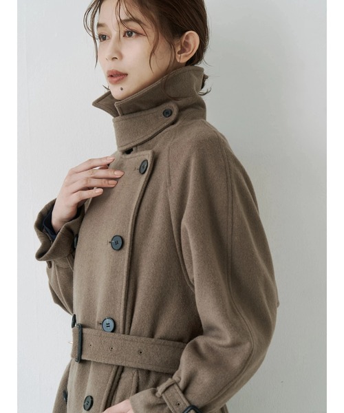 TONAL（トーナル）の「ウールトレンチコート（トレンチコート・レディース・ネイビー/ベビーピンク/モカ・SMALL/MEDIUM）」の12枚目の写真