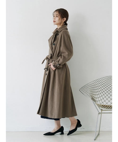 TONAL（トーナル）の「ウールトレンチコート（トレンチコート・レディース・ネイビー/ベビーピンク/モカ・SMALL/MEDIUM）」の15枚目の写真