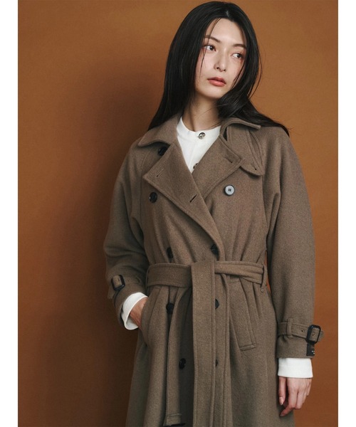 TONAL（トーナル）の「ウールトレンチコート（トレンチコート・レディース・ネイビー/ベビーピンク/モカ・SMALL/MEDIUM）」の19枚目の写真