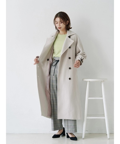 TONAL（トーナル）の「ウールトレンチコート（トレンチコート・レディース・ネイビー/ベビーピンク/モカ・SMALL/MEDIUM）」の22枚目の写真