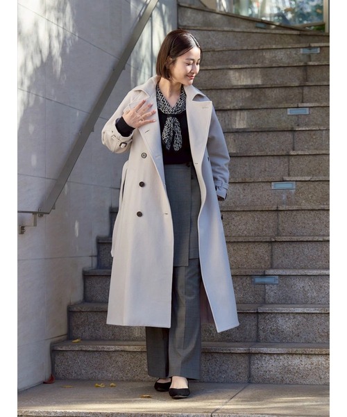 TONAL（トーナル）の「ウールトレンチコート（トレンチコート・レディース・ネイビー/ベビーピンク/モカ・SMALL/MEDIUM）」の4枚目の写真