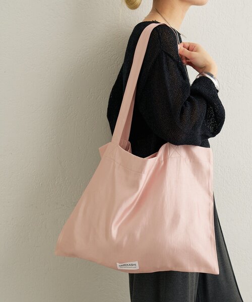 Omekashi（オメカシ）の「チェックトートBAG（トートバッグ・レディース・ベージュ/パープル/グリーン/ブラック/オフホワイト/ピンク・ONE SIZE）」の6枚目の写真