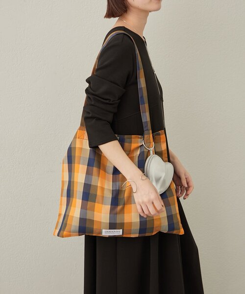 Omekashi（オメカシ）の「チェックトートBAG（トートバッグ・レディース・ベージュ/パープル/グリーン/ブラック/オフホワイト/ピンク・ONE SIZE）」の12枚目の写真
