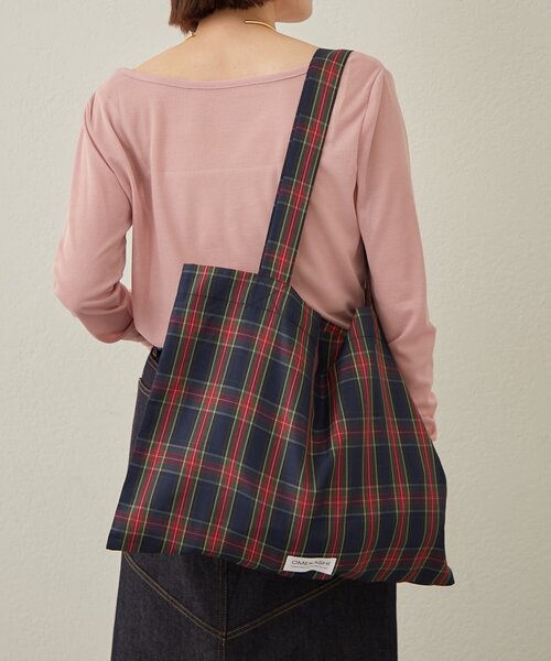 Omekashi（オメカシ）の「チェックトートBAG（トートバッグ・レディース・ベージュ/パープル/グリーン/ブラック/オフホワイト/ピンク・ONE SIZE）」の16枚目の写真