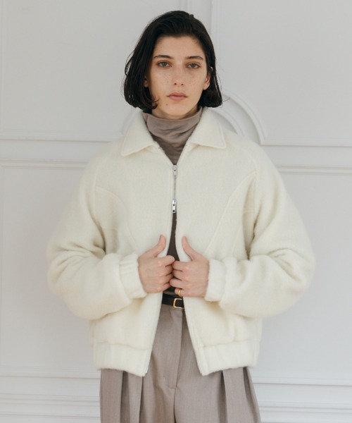 新品♡ダイアグラム 現行 ブークレーウールジャケット ブルゾン 白♡SALE中 WOOL SHAGGY JACKET/ウールシャギージャケット（ブルゾン）｜CREDONA