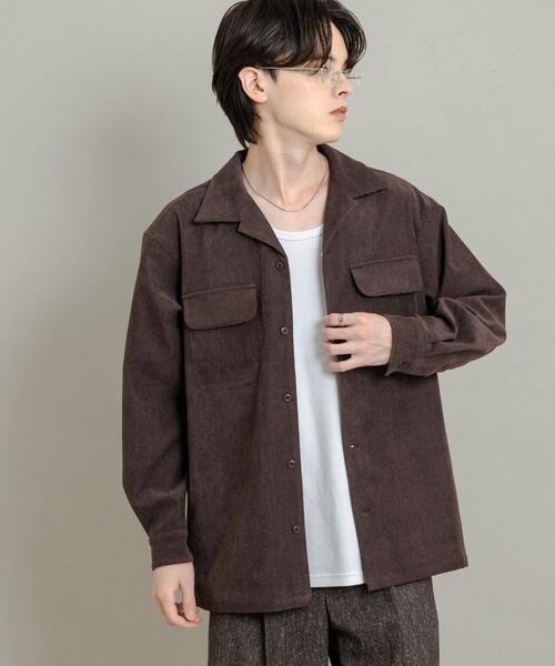 SENSE OF PLACE by URBAN RESEARCH（センスオブプレイスバイアーバンリサーチ）の「ブロックコーデュロイオープンカラーシャツ（シャツ/ブラウス・メンズ・ネイビー/ブラウン/カーキ・MEDIUM/LARGE）」の8枚目の写真