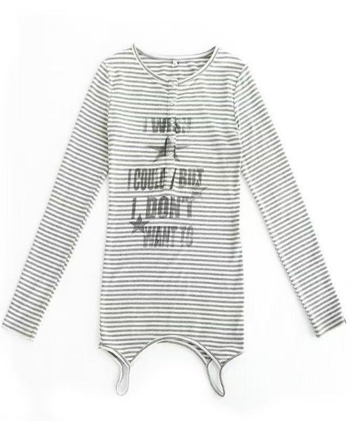 Lis ardent(リスアルダン)の「ボーダー2WAYレイヤードトップス/キャミ×ロンTセット(Tシャツ/カットソー・レディース・グレー/ブラック・M)」の8枚目の写真