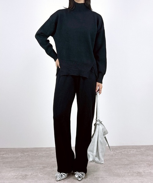 【おすすめ】セルフォード ニットセットアップ ハイネック レディース ブラック おすすめ】セルフォード ニットセットアップ ハイネック レディース