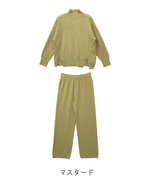 CLOTHY（クロシィ）の「【上品リラックス×着回し自在。きれいめニットセットアップ】ハイネックニットセットアップ（セットアップ・レディース・ブラウン/マスタード/オフホワイト/ブラック・FREE）」の6枚目の写真