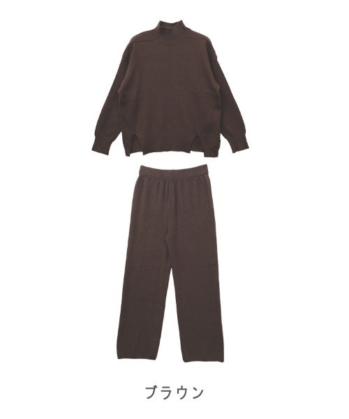 CLOTHY（クロシィ）の「【上品リラックス×着回し自在。きれいめニットセットアップ】ハイネックニットセットアップ（セットアップ・レディース・ブラウン/マスタード/オフホワイト/ブラック・FREE）」の8枚目の写真