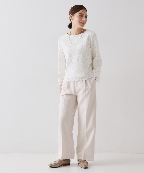 OPAQUE.CLIP（オペークドットクリップ）の「≪通勤・セレモニー対応≫ レースブラウス【洗濯機OK】（シャツ/ブラウス・レディース・ホワイト・42/40/38/36）」の3枚目の写真