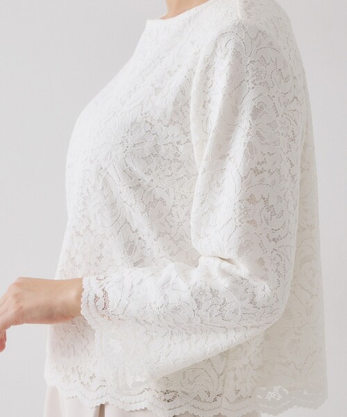 OPAQUE.CLIP（オペークドットクリップ）の「≪通勤・セレモニー対応≫ レースブラウス【洗濯機OK】（シャツ/ブラウス・レディース・ホワイト・42/40/38/36）」の11枚目の写真