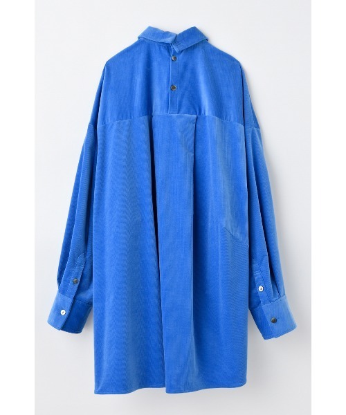 ナゴンスタンス　シャツ　トップス　enfold M ブルー 16Wコーディロイ unbalanceシャツ（シャツ/ブラウス）｜nagonstans