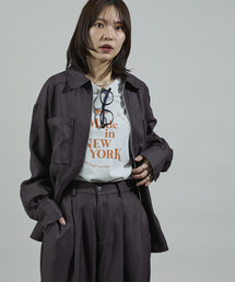 杢チェック ジップシャツ