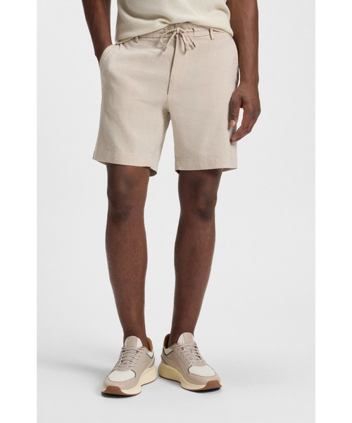 BOSS(ボス)の「レギュラーフィット ショートパンツ リネンブレンド ドローコード付き(その他パンツ・メンズ・ベージュ/ダークブルー・48/44/52/50/46/54)」の2枚目の写真