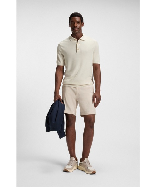 BOSS(ボス)の「レギュラーフィット ショートパンツ リネンブレンド ドローコード付き(その他パンツ・メンズ・ベージュ/ダークブルー・48/44/52/50/46/54)」の12枚目の写真