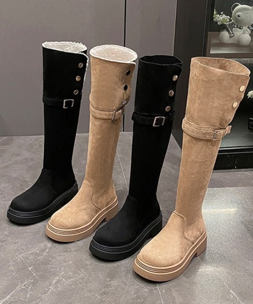 lilful(リルフル)の「2WAY 折り返しボア ムートンロングブーツ スエード(ブーツ・レディース・アイボリー/ブラック/ブラック系その他/その他1・M/L)」の5枚目の写真