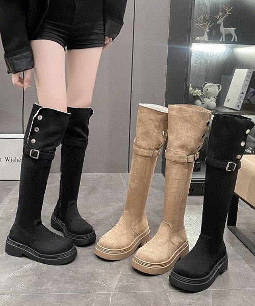 lilful(リルフル)の「2WAY 折り返しボア ムートンロングブーツ スエード(ブーツ・レディース・アイボリー/ブラック/ブラック系その他/その他1・M/L)」の8枚目の写真