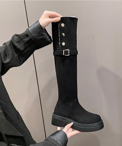 lilful(リルフル)の「2WAY 折り返しボア ムートンロングブーツ スエード(ブーツ・レディース・アイボリー/ブラック/ブラック系その他/その他1・M/L)」の9枚目の写真