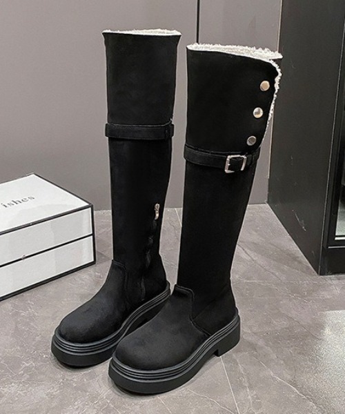 lilful(リルフル)の「2WAY 折り返しボア ムートンロングブーツ スエード(ブーツ・レディース・アイボリー/ブラック/ブラック系その他/その他1・M/L)」の13枚目の写真