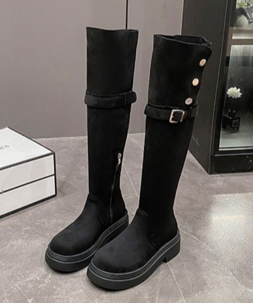 lilful(リルフル)の「2WAY 折り返しボア ムートンロングブーツ スエード(ブーツ・レディース・アイボリー/ブラック/ブラック系その他/その他1・M/L)」の14枚目の写真