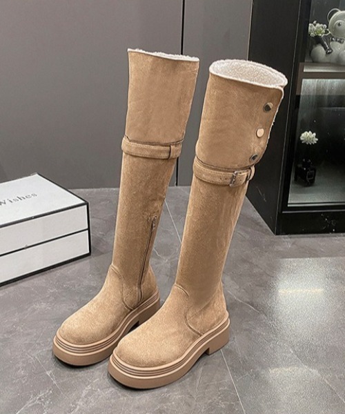 lilful(リルフル)の「2WAY 折り返しボア ムートンロングブーツ スエード(ブーツ・レディース・アイボリー/ブラック/ブラック系その他/その他1・M/L)」の15枚目の写真