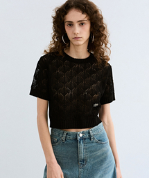 NICOLE SYMBOL PUNCHING HALF KNIT_BLACK