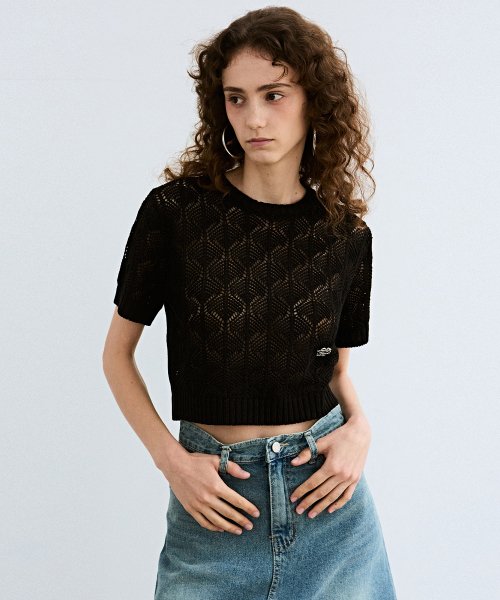 NICK&NICOLE（ニックアンドニコール）の「NICOLE SYMBOL PUNCHING HALF KNIT_BLACK（ニット/セーター・レディース・その他・FREE）」の3枚目の写真