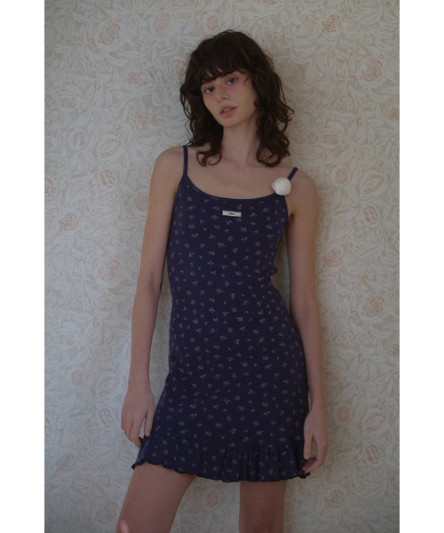 FLOWER FRILL DRESS_NAVY