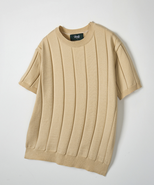 NODU（ノードユー）の「ラウンドリブ半袖ニット [ベージュ]（ニット/セーター・メンズ・その他・MEDIUM/LARGE）」の6枚目の写真