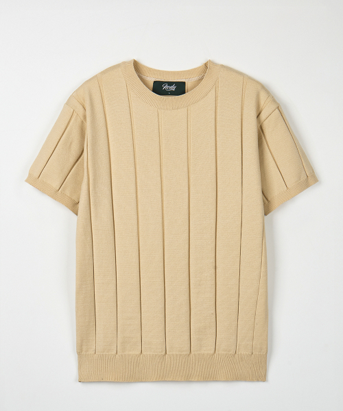 NODU（ノードユー）の「ラウンドリブ半袖ニット [ベージュ]（ニット/セーター・メンズ・その他・MEDIUM/LARGE）」の7枚目の写真