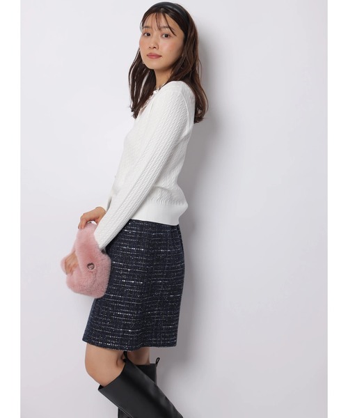 JUSGLITTY（ジャスグリッティー）の「スプリングカラーケーブルニット（ニット/セーター・レディース・ホワイト/ピンク/グリーン系その他2/ネイビー/グレー・2）」の9枚目の写真