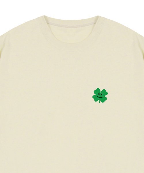 GRAVER（グレーバー）の「[ユニセックス]スモールクローバーフラワースマイル半袖Tシャツ_サンドベージュ（Tシャツ/カットソー・レディース・ベージュ・SMALL/MEDIUM/LARGE/X-LARGE）」の3枚目の写真