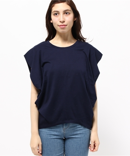 OUTLET（アウトレット）の「【Discoat Petit】20CVC袖口ドレープフレンチ（Tシャツ/カットソー・レディース・杢グレー/ネイビー・LARGE/MEDIUM）」の3枚目の写真