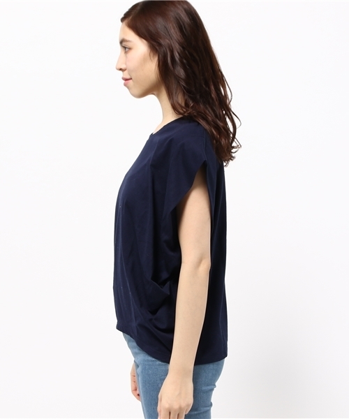 OUTLET（アウトレット）の「【Discoat Petit】20CVC袖口ドレープフレンチ（Tシャツ/カットソー・レディース・杢グレー/ネイビー・LARGE/MEDIUM）」の4枚目の写真