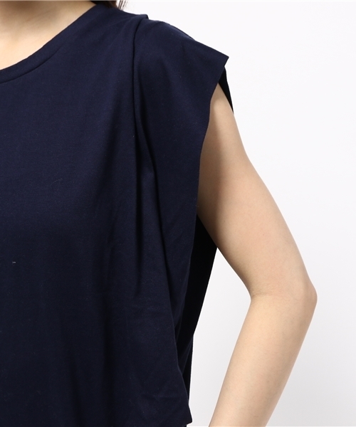 OUTLET（アウトレット）の「【Discoat Petit】20CVC袖口ドレープフレンチ（Tシャツ/カットソー・レディース・杢グレー/ネイビー・LARGE/MEDIUM）」の7枚目の写真