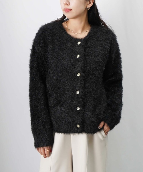 LUCA/LADY LUCK LUCA（ルカ/レディラックルカ）の「LC/LLL 猫毛カーディガン/起毛ニットカーディガン（カーディガン/ボレロ・レディース・オフホワイト/ブラック/ベージュ・FREE）」の2枚目の写真