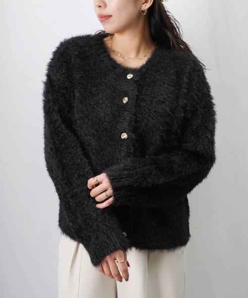 LUCA/LADY LUCK LUCA（ルカ/レディラックルカ）の「LC/LLL 猫毛カーディガン/起毛ニットカーディガン（カーディガン/ボレロ・レディース・オフホワイト/ブラック/ベージュ・FREE）」の4枚目の写真