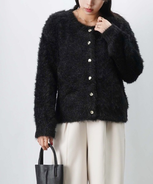 LUCA/LADY LUCK LUCA（ルカ/レディラックルカ）の「LC/LLL 猫毛カーディガン/起毛ニットカーディガン（カーディガン/ボレロ・レディース・オフホワイト/ブラック/ベージュ・FREE）」の6枚目の写真