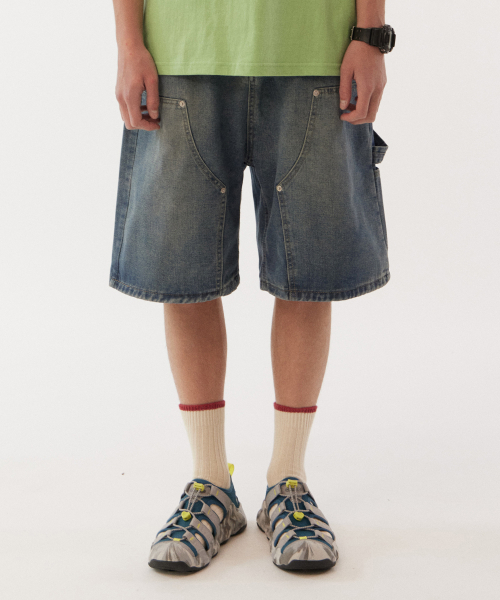 GOLDEN SNSHINE(ゴールデン サンシャイン)の「Denim bermuda carpenter shorts_Blue(その他パンツ・メンズ・その他・MEDIUM/LARGE)」の1枚目の写真