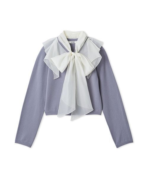 SNIDEL（スナイデル）の「シアーカラーニットカーデプルオーバー（ニット/セーター・レディース・ピンクベージュ/サックスブルー/マルチ・F）」の2枚目の写真