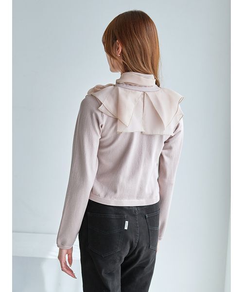 SNIDEL（スナイデル）の「シアーカラーニットカーデプルオーバー（ニット/セーター・レディース・ピンクベージュ/サックスブルー/マルチ・F）」の4枚目の写真