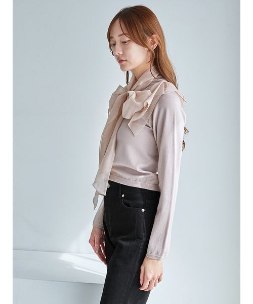 SNIDEL（スナイデル）の「シアーカラーニットカーデプルオーバー（ニット/セーター・レディース・ピンクベージュ/サックスブルー/マルチ・F）」の5枚目の写真