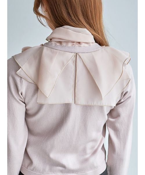 SNIDEL（スナイデル）の「シアーカラーニットカーデプルオーバー（ニット/セーター・レディース・ピンクベージュ/サックスブルー/マルチ・F）」の7枚目の写真