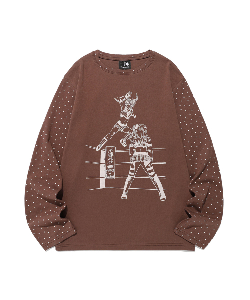 NICE GHOST CLUB(ナイスゴーストクラブ)の「WRESTLING STAR L/S TEE_BROWN(NG2FFUT552A)(Tシャツ/カットソー・レディース・ブラウン・SMALL/MEDIUM/LARGE)」の1枚目の写真