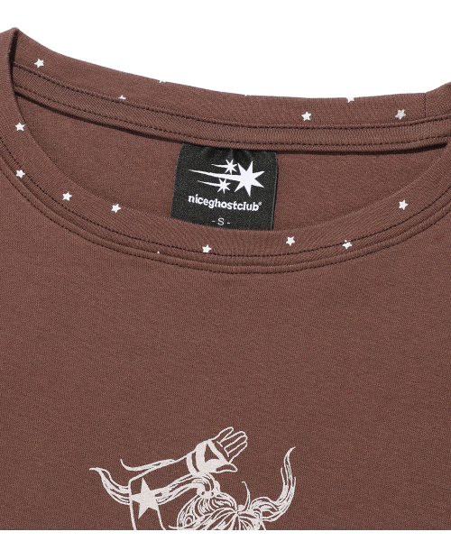 NICE GHOST CLUB(ナイスゴーストクラブ)の「WRESTLING STAR L/S TEE_BROWN(NG2FFUT552A)(Tシャツ/カットソー・レディース・ブラウン・SMALL/MEDIUM/LARGE)」の3枚目の写真