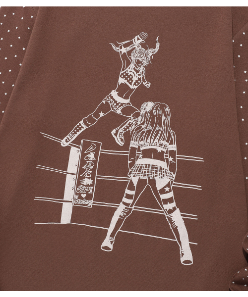 NICE GHOST CLUB(ナイスゴーストクラブ)の「WRESTLING STAR L/S TEE_BROWN(NG2FFUT552A)(Tシャツ/カットソー・レディース・ブラウン・SMALL/MEDIUM/LARGE)」の4枚目の写真