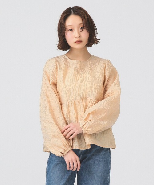 Ray BEAMS(レイビームス)の「ジャガード ギャザー キリカエ クルーネック(シャツ/ブラウス・レディース・オフホワイト/クリーム・ONE SIZE)」の2枚目の写真